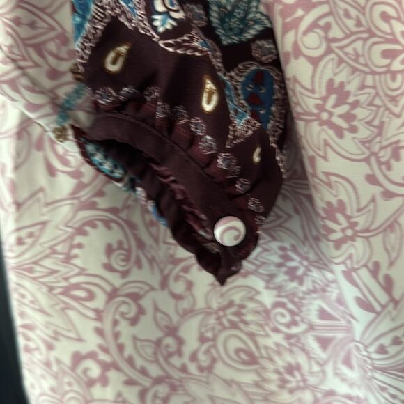 Loft Rose Pink Boho Print Off Shoulder Halter Dress Elastic in Shoulder area S - Picture 4 of 7